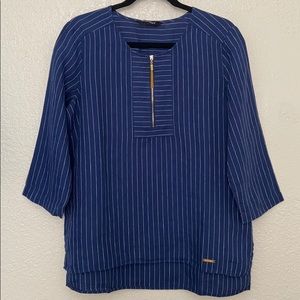 Ellen Tracy verticals striped navy top